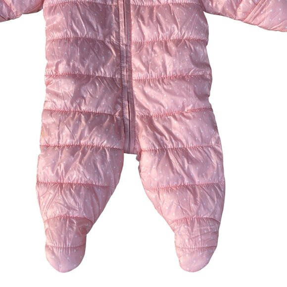 Old Navy Baby Polka Dot Quilted Snowsuit Sz 6-12mos Pink One-Piece Winter Girly - Picture 7 of 13